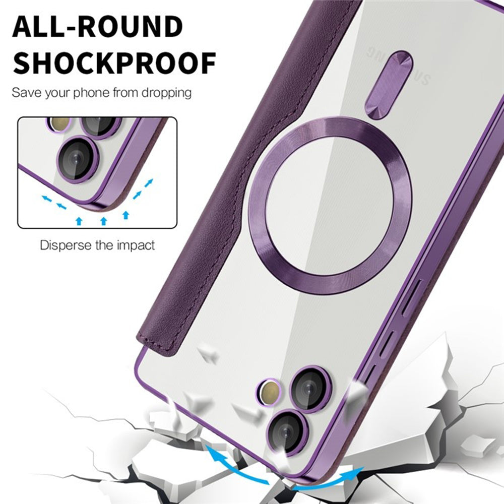 Funda MagSafe para Samsung Galaxy A05 A055, Techsuit, SmartMag Book, Morado