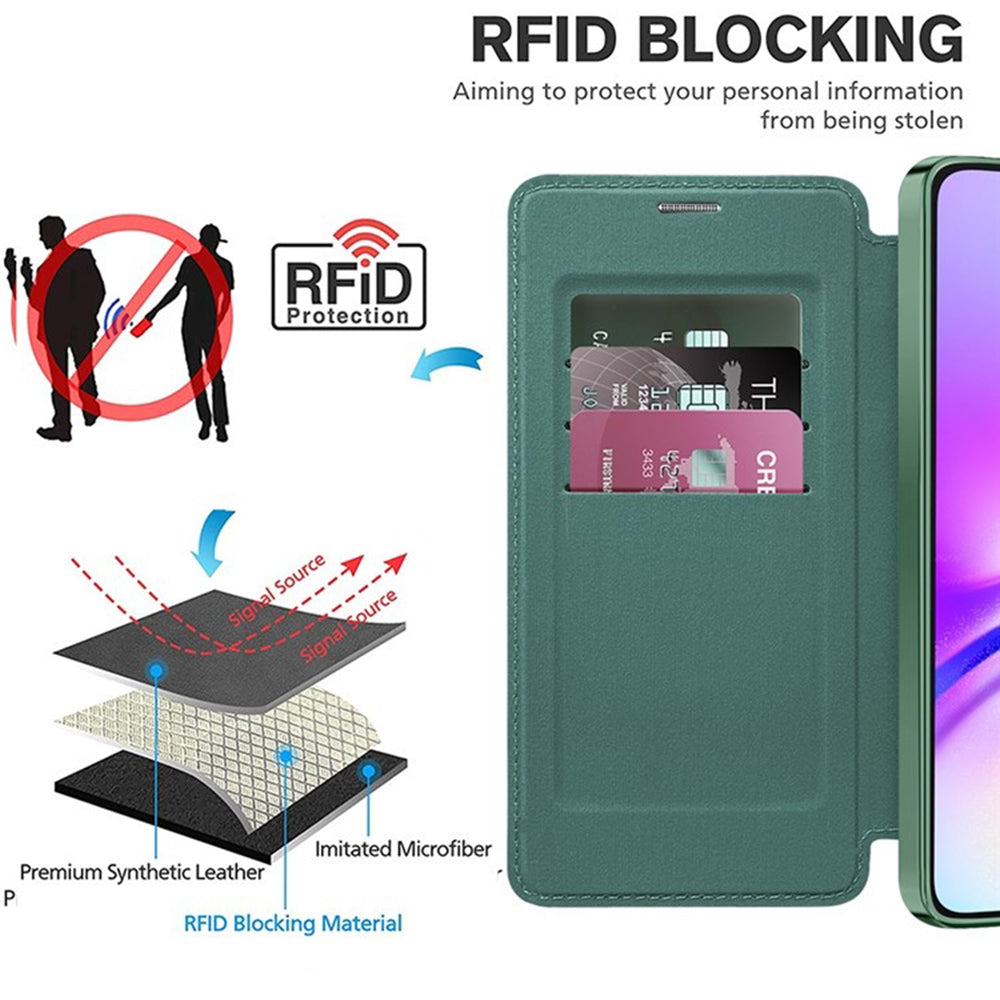 Funda MagSafe para Samsung Galaxy A05 A055, Techsuit, SmartMag Book, Verde