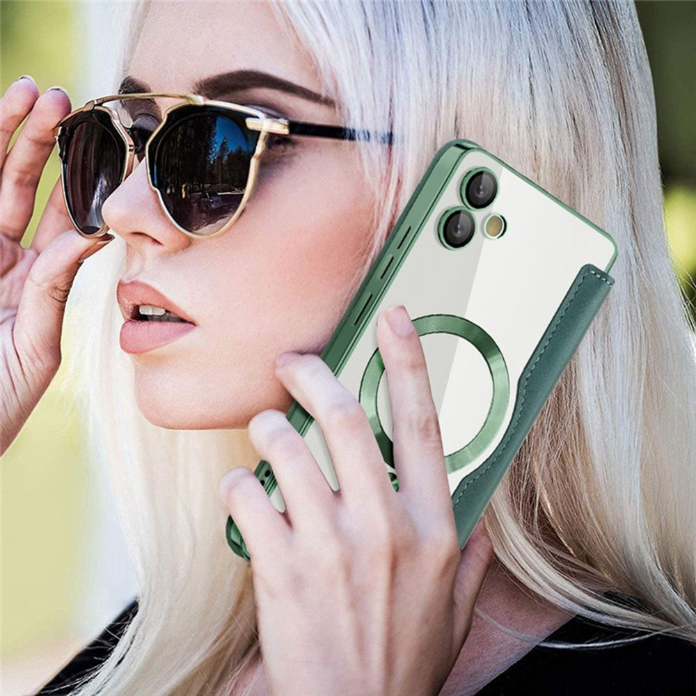 Funda MagSafe para Samsung Galaxy A05 A055, Techsuit, SmartMag Book, Verde
