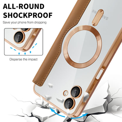 Funda MagSafe para Samsung Galaxy A06 A065, Techsuit, SmartMag Book, Marrón