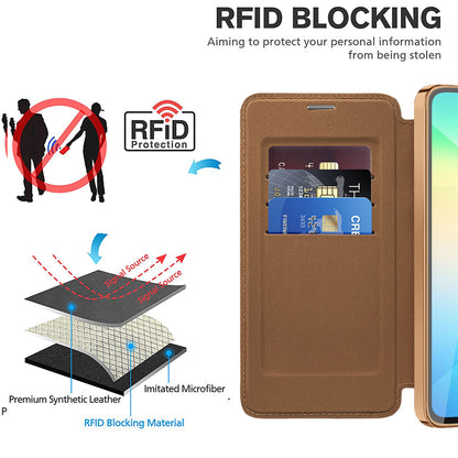 Funda MagSafe para Samsung Galaxy A06 A065, Techsuit, SmartMag Book, Marrón