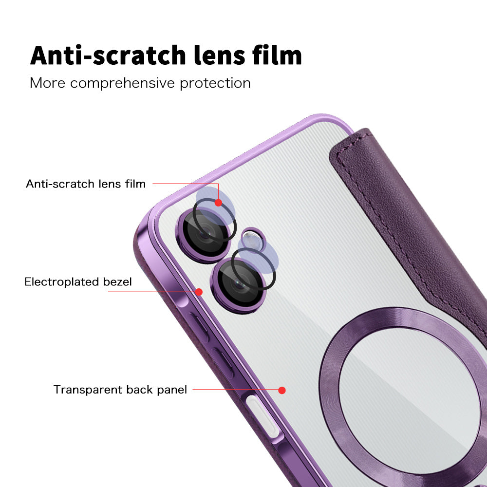 Funda MagSafe para Samsung Galaxy A06 A065, Techsuit, SmartMag Book, Morado