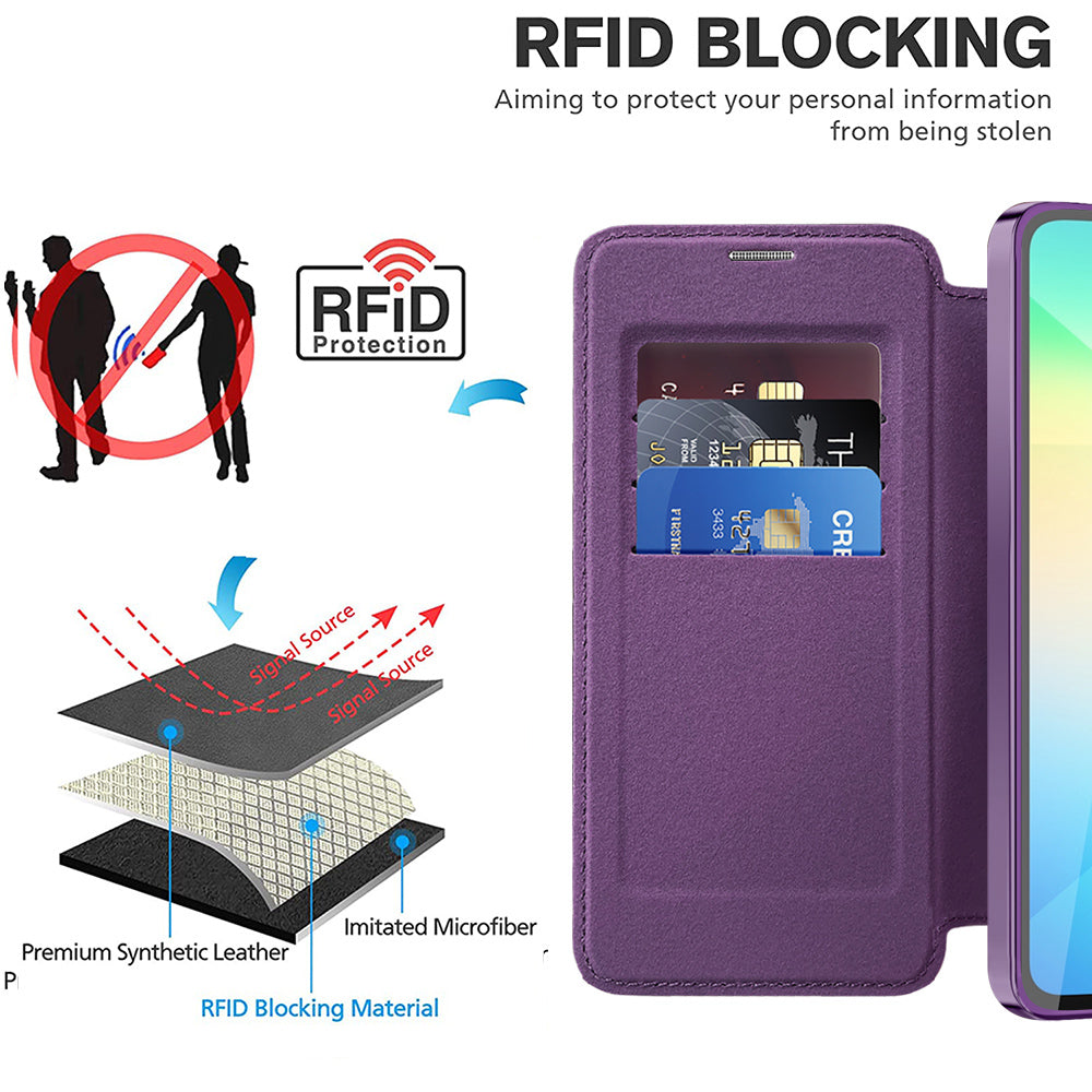 Funda MagSafe para Samsung Galaxy A06 A065, Techsuit, SmartMag Book, Morado