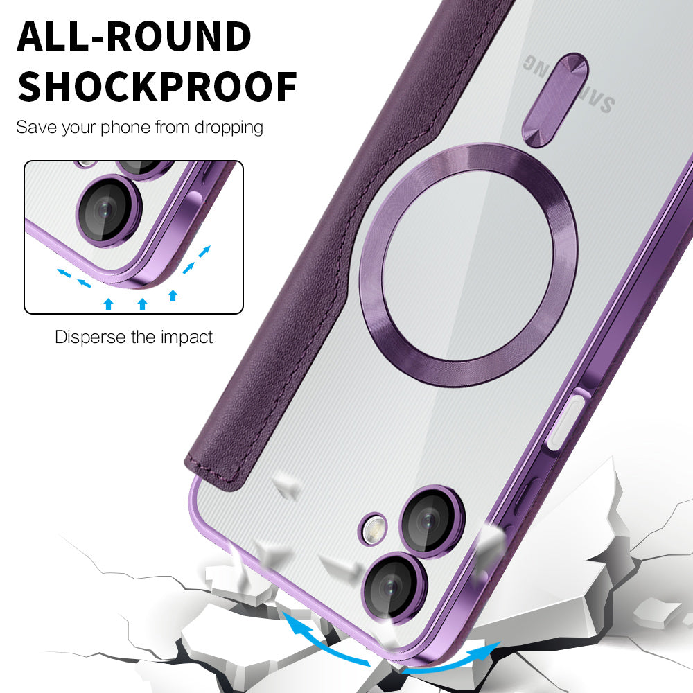 Funda MagSafe para Samsung Galaxy A06 A065, Techsuit, SmartMag Book, Morado