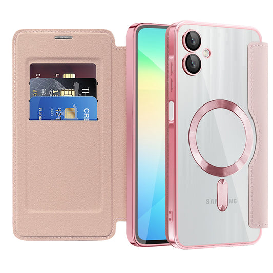 Funda MagSafe para Samsung Galaxy A06 A065, Techsuit, SmartMag Book, Rosa