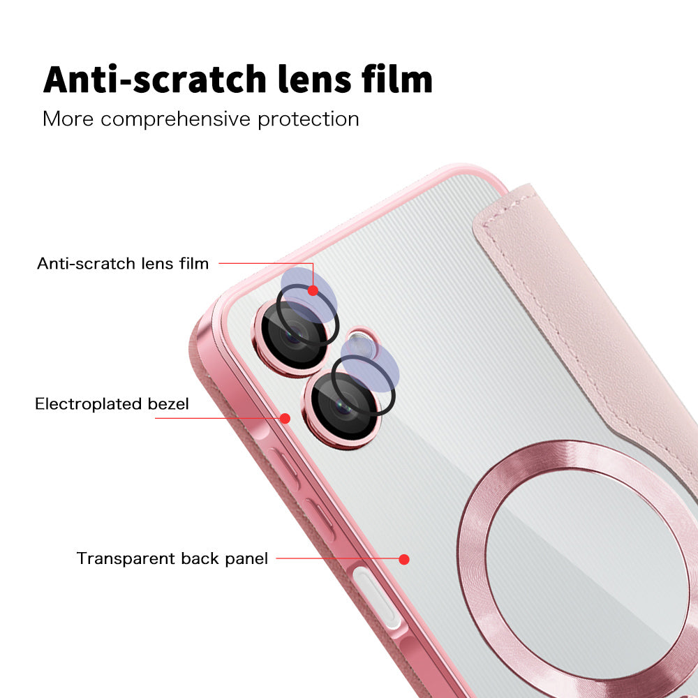 Funda MagSafe para Samsung Galaxy A06 A065, Techsuit, SmartMag Book, Rosa