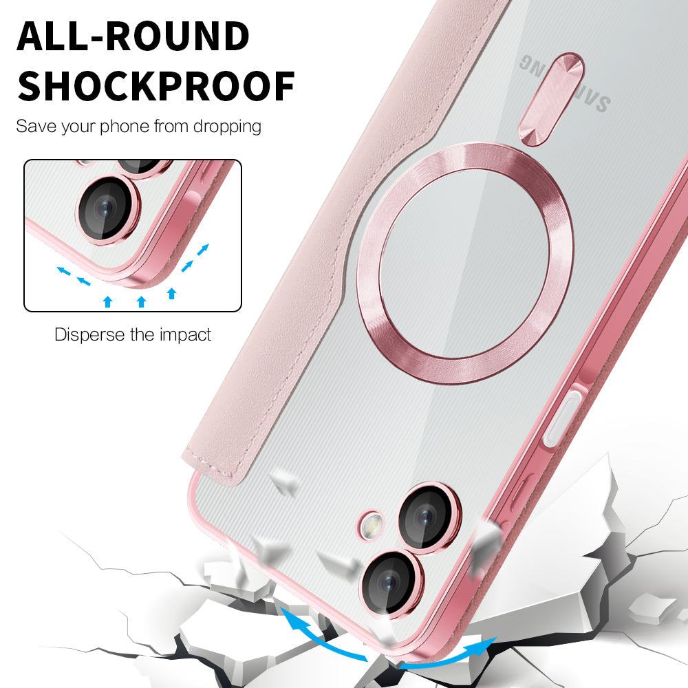 Funda MagSafe para Samsung Galaxy A06 A065, Techsuit, SmartMag Book, Rosa