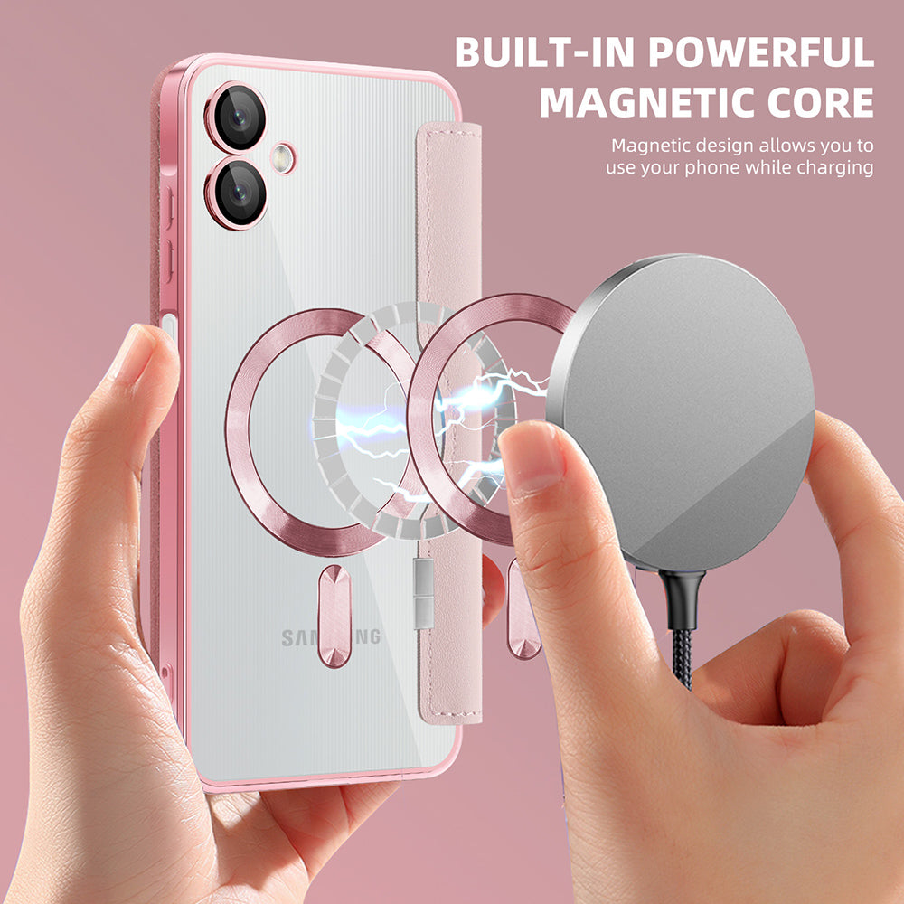 Funda MagSafe para Samsung Galaxy A06 A065, Techsuit, SmartMag Book, Rosa