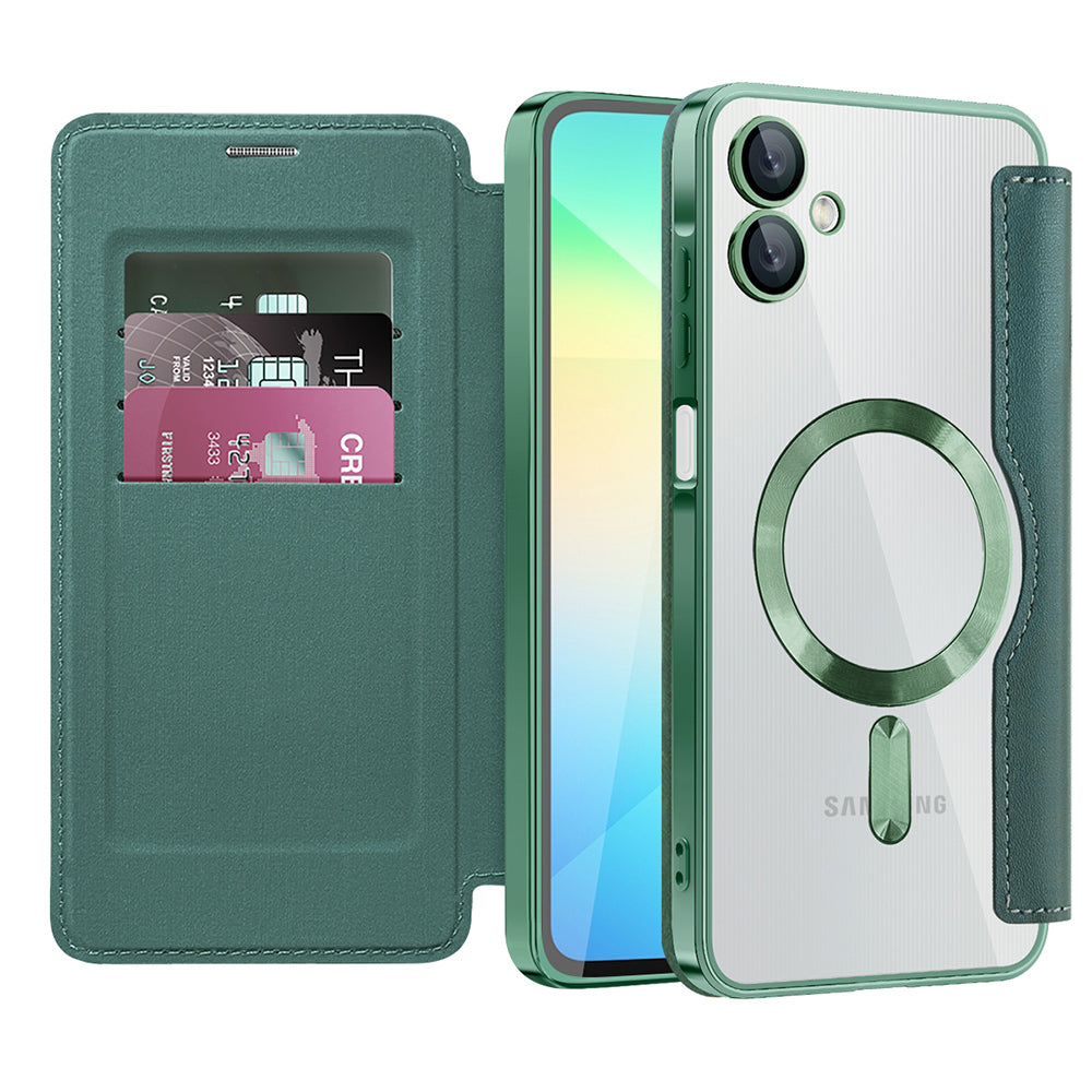 Funda MagSafe para Samsung Galaxy A06 A065, Techsuit, SmartMag Book, Verde
