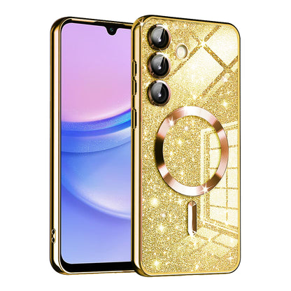 Funda MagSafe para Samsung Galaxy A15 5G A156 / A15 A155, Techsuit, Luxury Glitter, Dorada