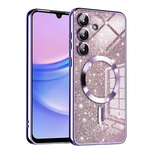Funda MagSafe para Samsung Galaxy A15 5G A156 / A15 A155, Techsuit, Luxury Glitter, Morado Claro