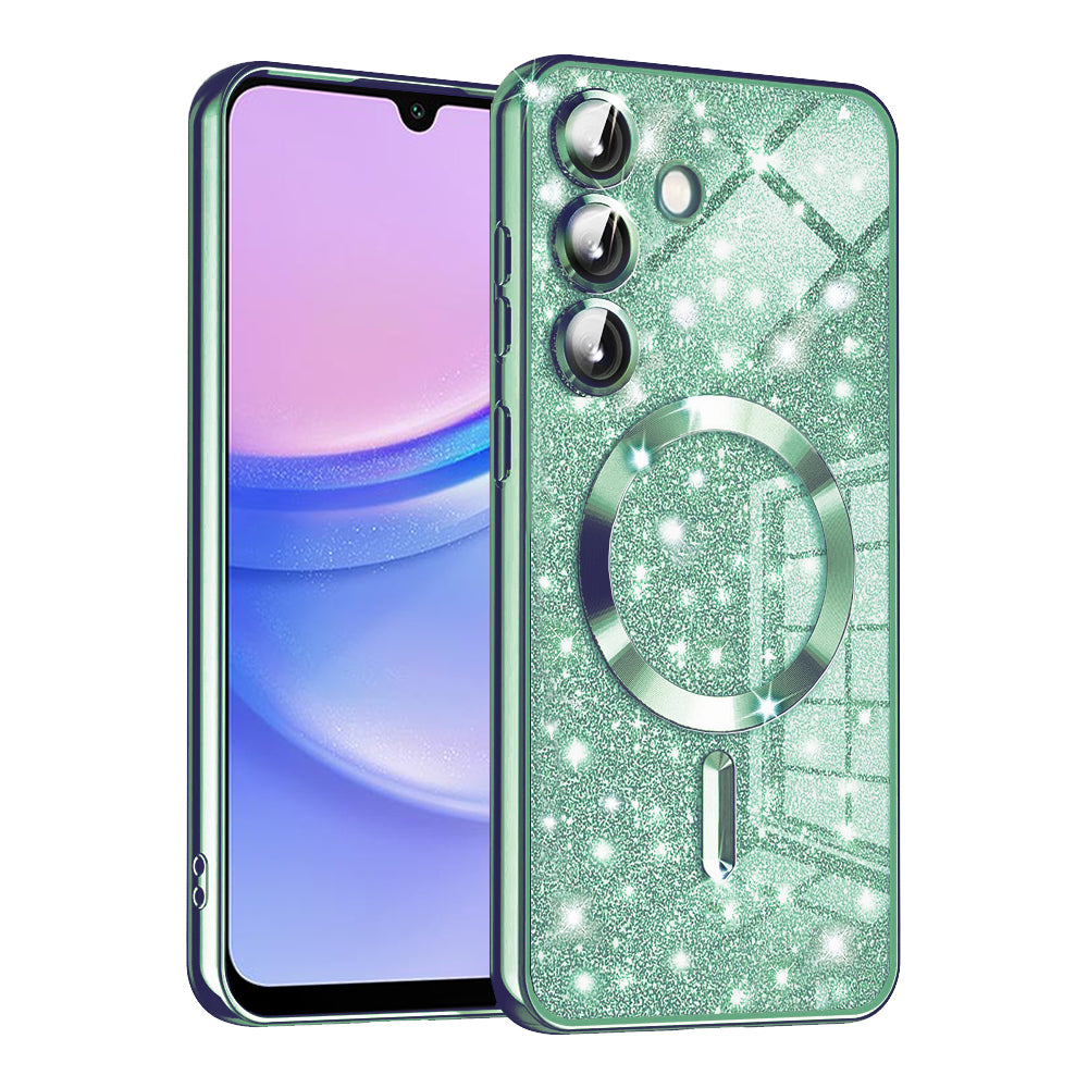 Funda MagSafe para Samsung Galaxy A15 5G A156 / A15 A155, Techsuit, Luxury Glitter, Verde Claro