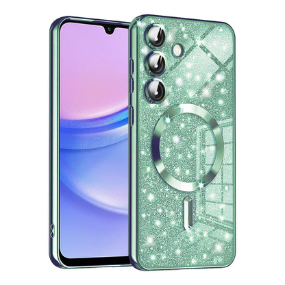 Funda MagSafe para Samsung Galaxy A15 5G A156 / A15 A155, Techsuit, Luxury Glitter, Verde Claro