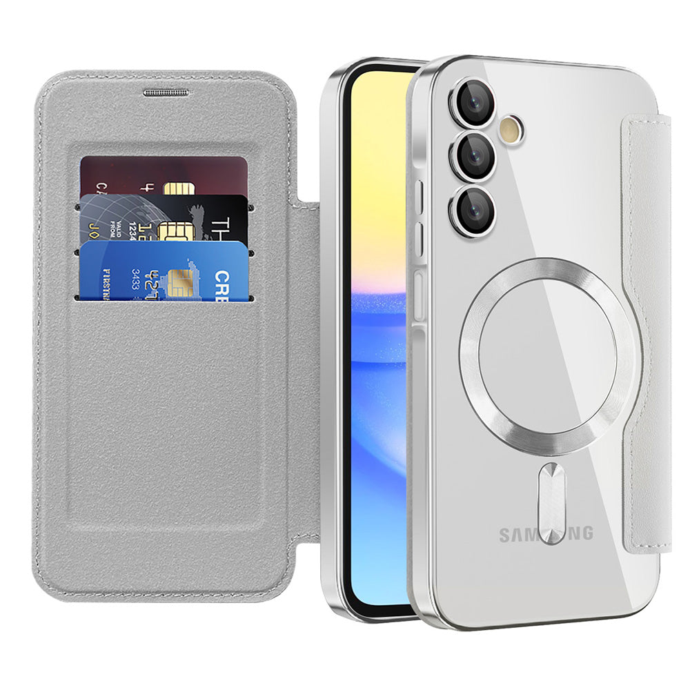 Funda MagSafe para Samsung Galaxy A15 5G A156 / A15 A155, Techsuit, SmartMag Book, Gris