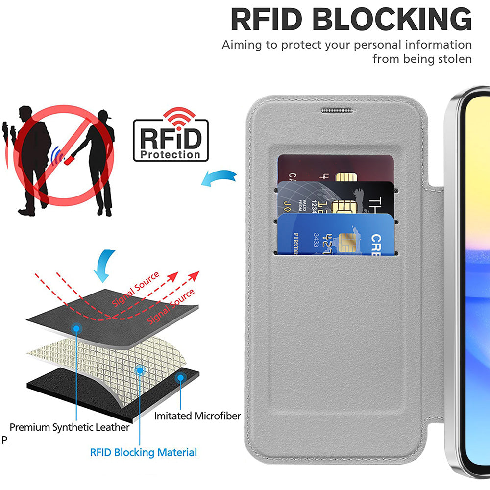 Funda MagSafe para Samsung Galaxy A15 5G A156 / A15 A155, Techsuit, SmartMag Book, Gris