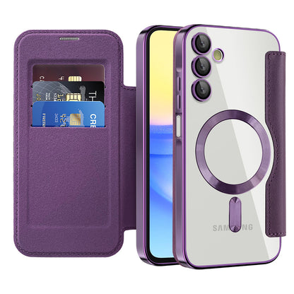 Funda MagSafe para Samsung Galaxy A15 5G A156 / A15 A155, Techsuit, SmartMag Book, Morado