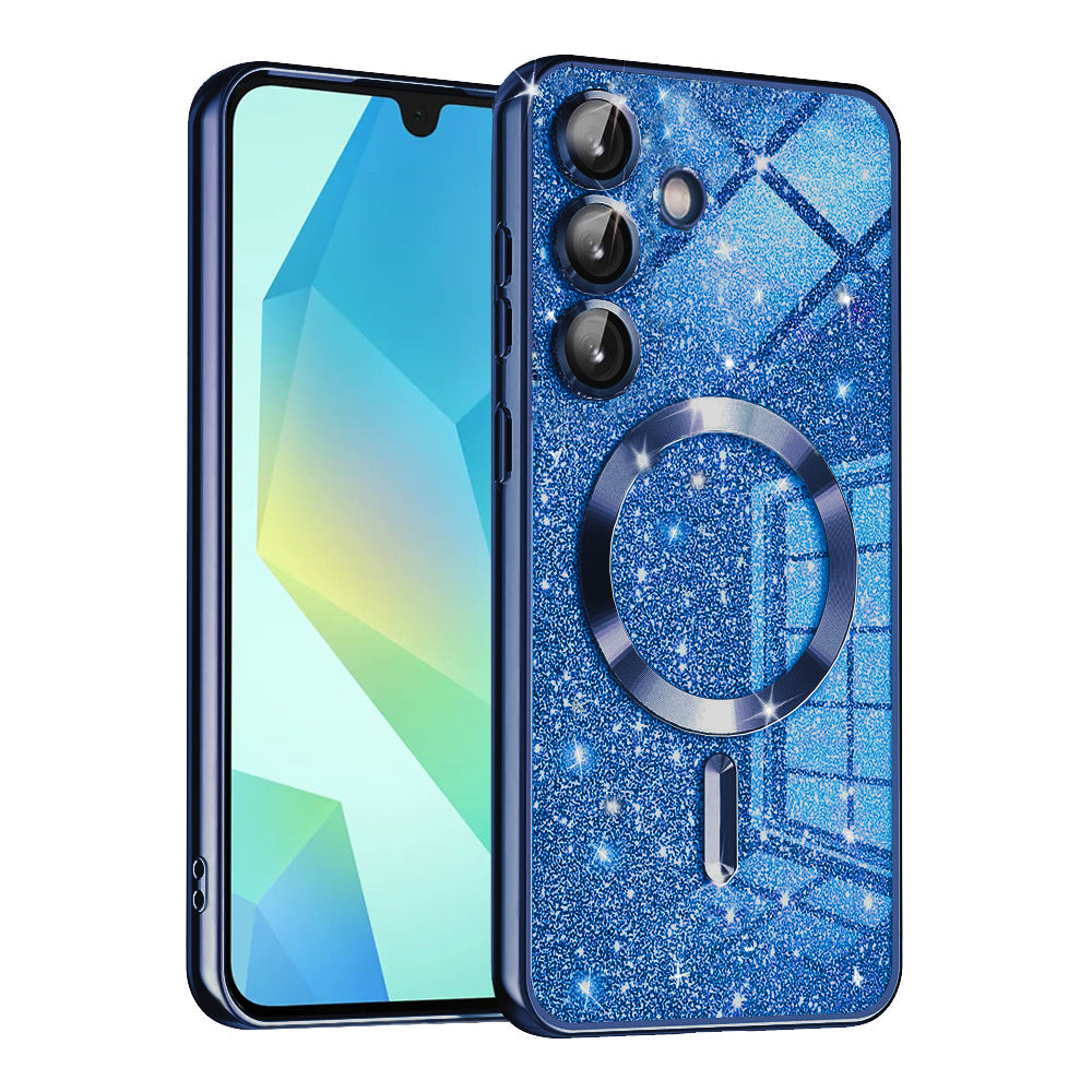 Funda MagSafe para Samsung Galaxy A16 5G A166 / A16 4G A165, Techsuit, Luxury Glitter, Azul Oscuro