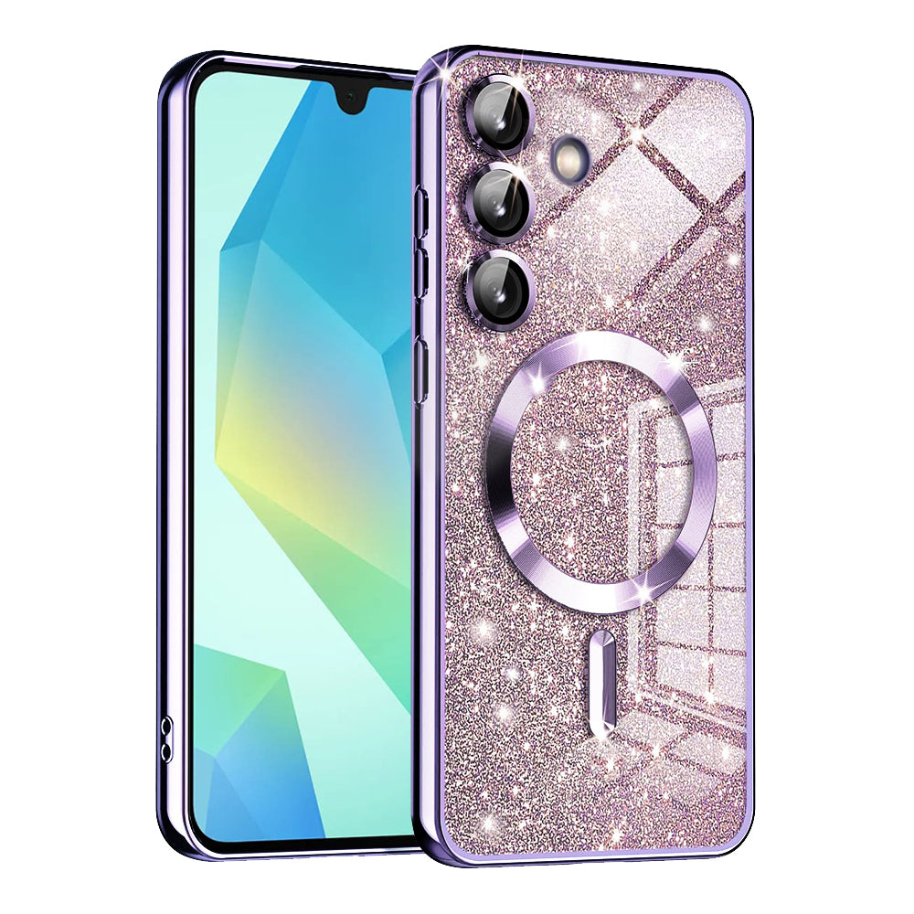 Funda MagSafe para Samsung Galaxy A16 5G A166 / A16 4G A165, Techsuit, Luxury Glitter, Morado Claro