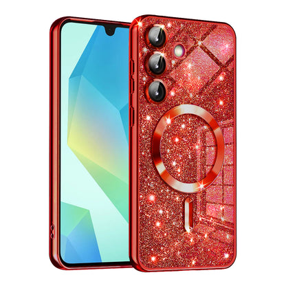 Funda MagSafe para Samsung Galaxy A16 5G A166 / A16 4G A165, Techsuit, Luxury Glitter, Roja