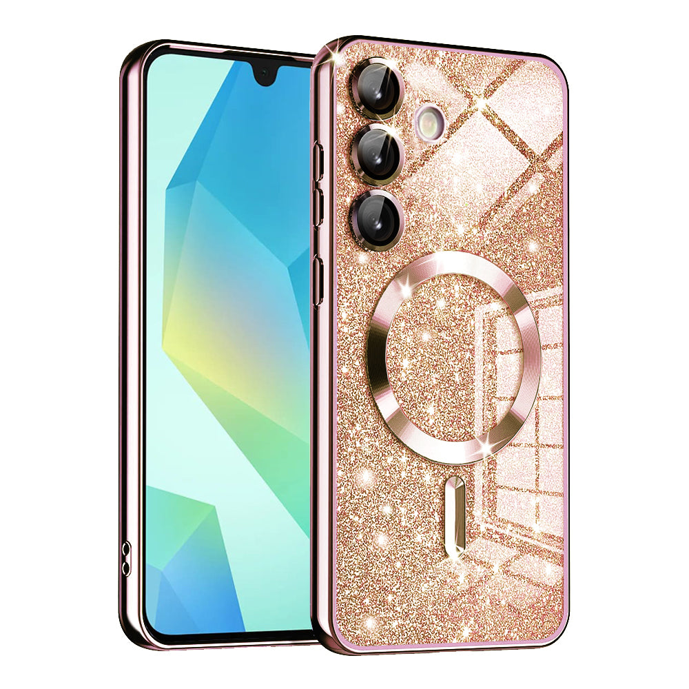 Funda MagSafe para Samsung Galaxy A16 5G A166 / A16 4G A165, Techsuit, Luxury Glitter, Rosa Dorado