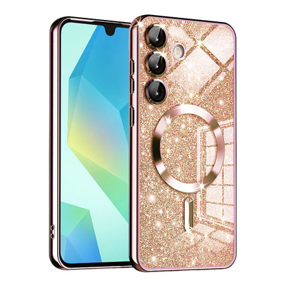 Funda MagSafe para Samsung Galaxy A16 5G A166 / A16 4G A165, Techsuit, Luxury Glitter, Rosa Dorado