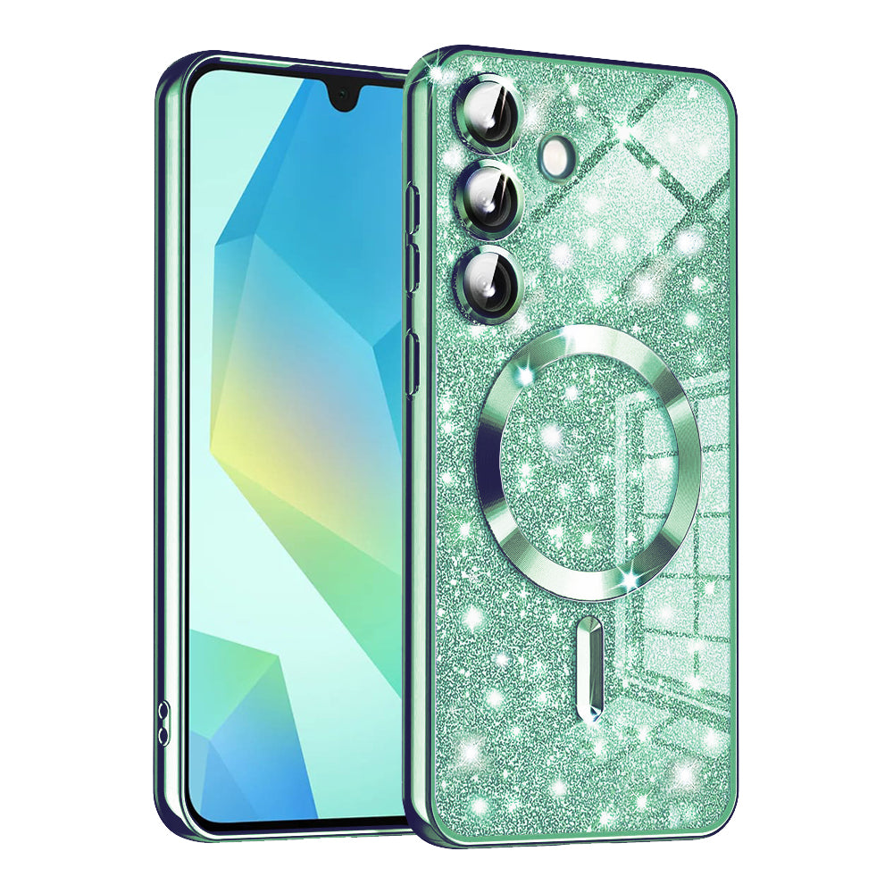 Funda MagSafe para Samsung Galaxy A16 5G A166 / A16 4G A165, Techsuit, Luxury Glitter, Verde Claro