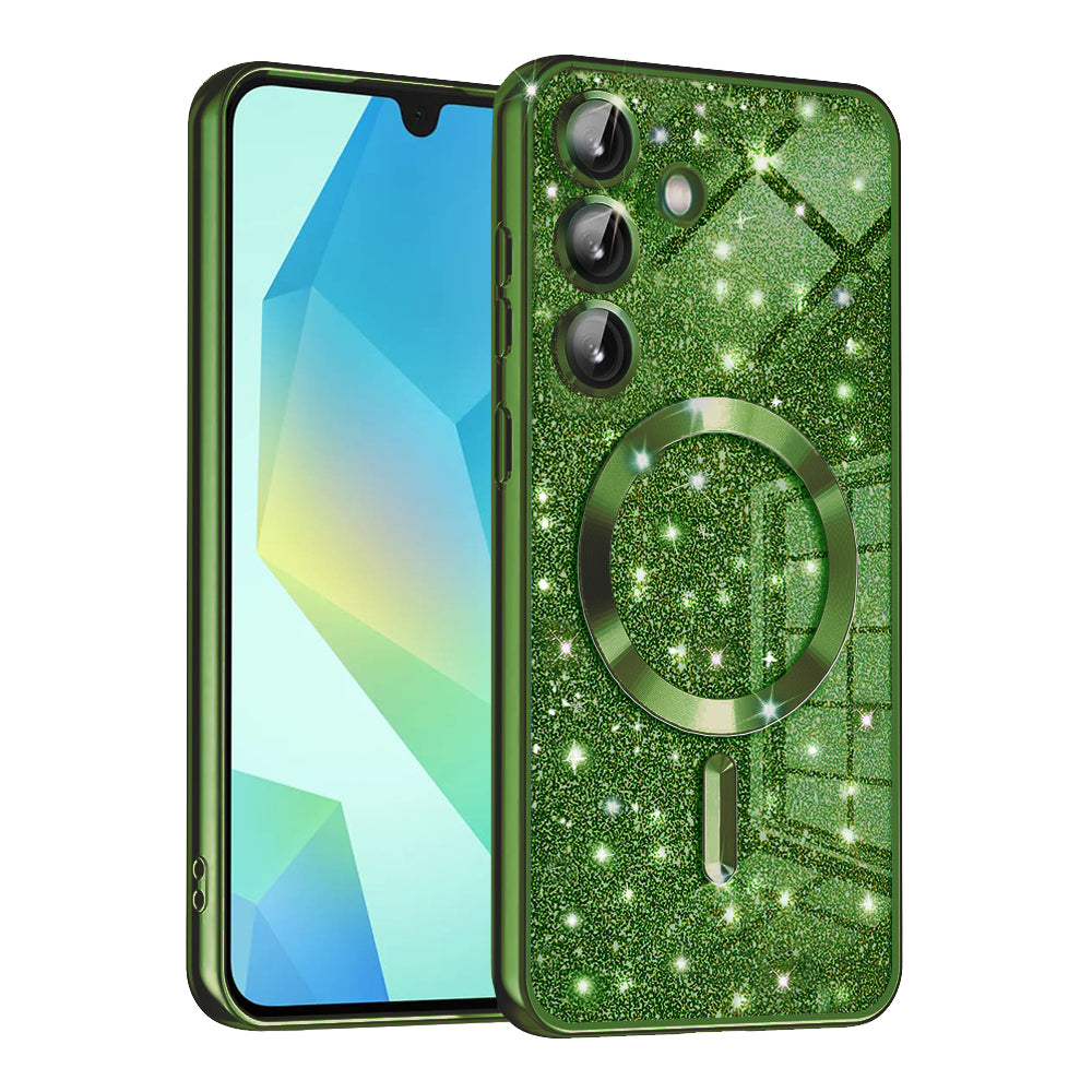 Funda MagSafe para Samsung Galaxy A16 5G A166 / A16 4G A165, Techsuit, Luxury Glitter, Verde Oscuro