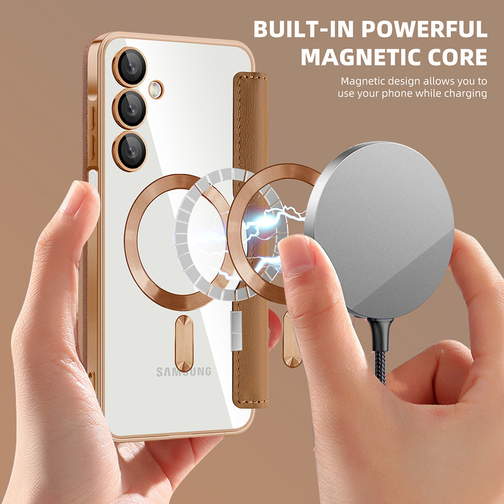 Funda MagSafe para Samsung Galaxy A16 5G A166 / A16 4G A165, Techsuit, SmartMag Book, Marrón