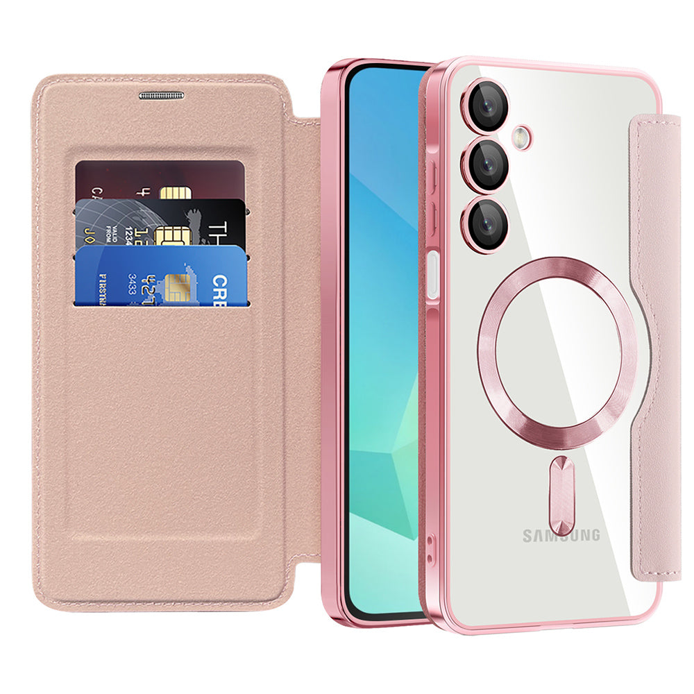 Funda MagSafe para Samsung Galaxy A16 5G A166 / A16 4G A165, Techsuit, SmartMag Book, Rosa