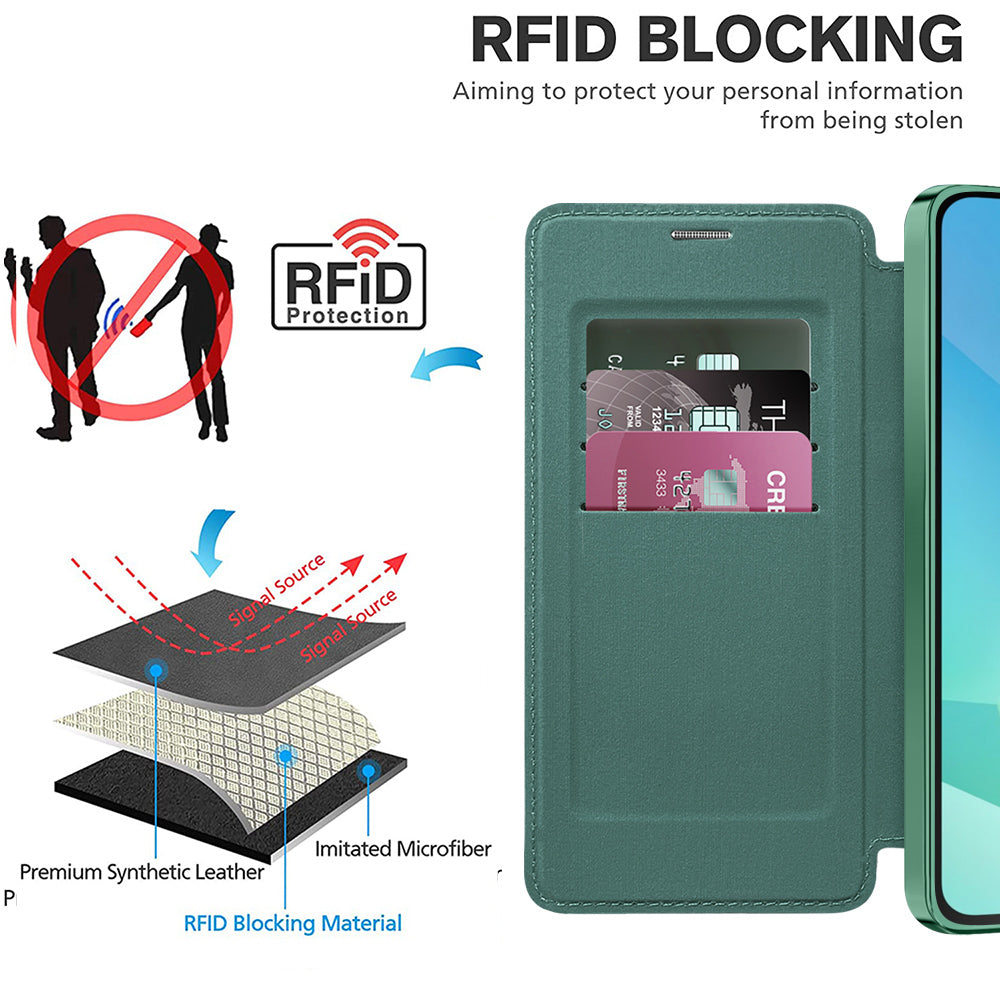 Funda MagSafe para Samsung Galaxy A16 5G A166 / A16 4G A165, Techsuit, SmartMag Book, Verde