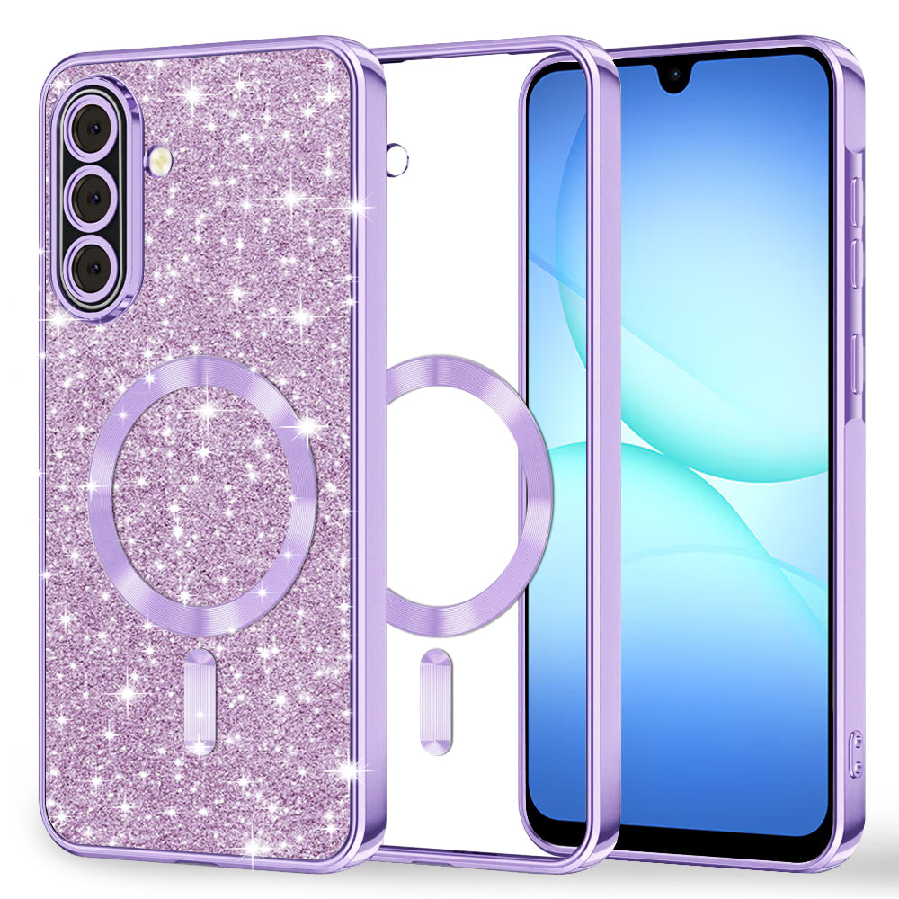 Funda MagSafe para Samsung Galaxy A17 4G / A17 5G, Techsuit, Luxury Glitter, Morado Claro
