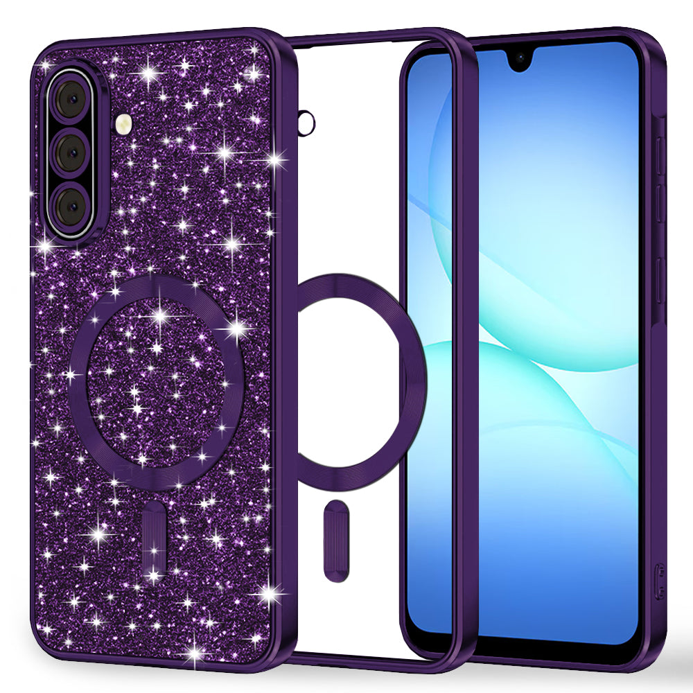 Funda MagSafe para Samsung Galaxy A17 4G / A17 5G, Techsuit, Luxury Glitter, Morado Oscuro