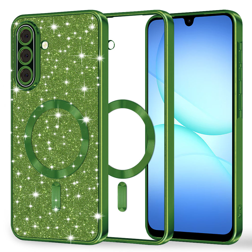 Funda MagSafe para Samsung Galaxy A17 4G / A17 5G, Techsuit, Luxury Glitter, Verde Oscuro