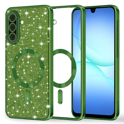 Funda MagSafe para Samsung Galaxy A17 4G / A17 5G, Techsuit, Luxury Glitter, Verde Oscuro