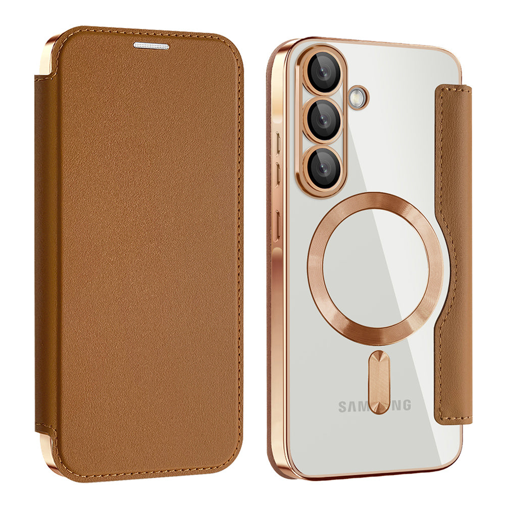 Funda MagSafe para Samsung Galaxy A26 A266, Techsuit, SmartMag Book, Marrón