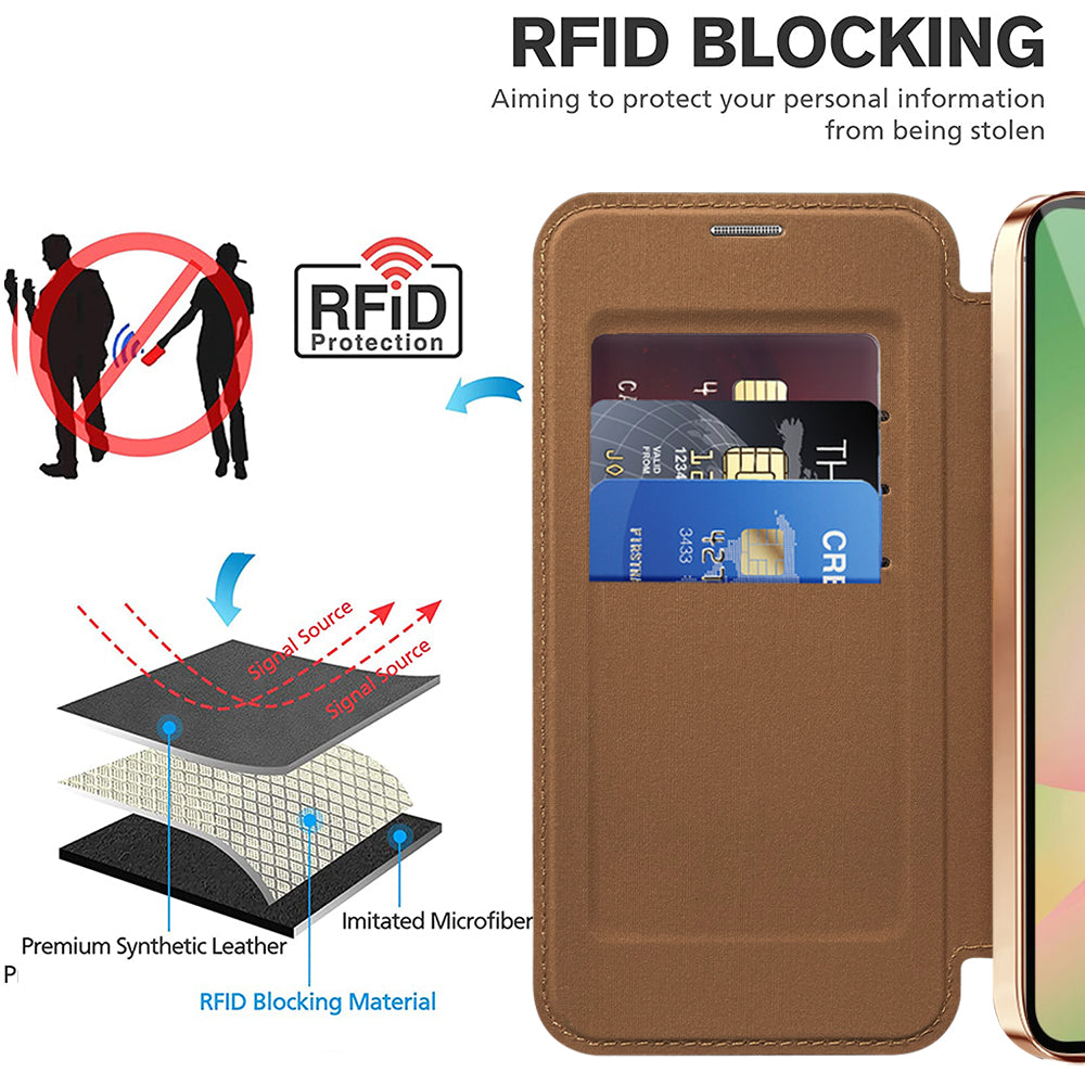 Funda MagSafe para Samsung Galaxy A26 A266, Techsuit, SmartMag Book, Marrón