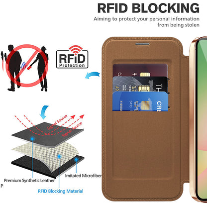 Funda MagSafe para Samsung Galaxy A26 A266, Techsuit, SmartMag Book, Marrón