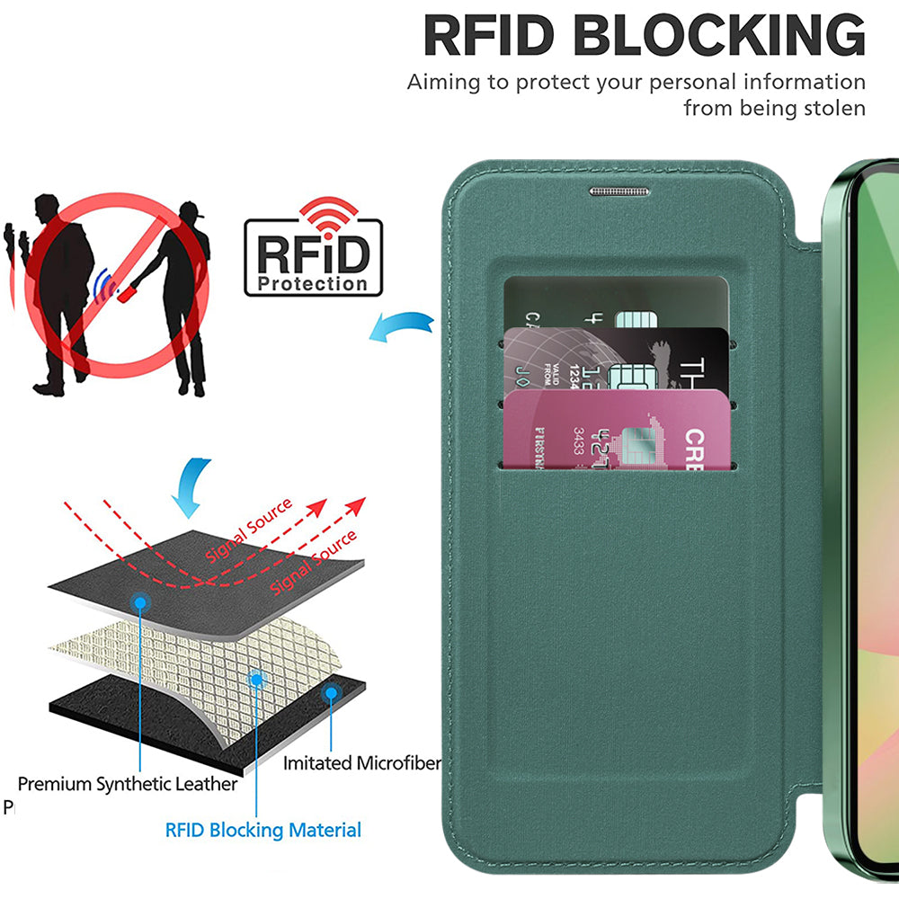 Funda MagSafe para Samsung Galaxy A26 A266, Techsuit, SmartMag Book, Verde