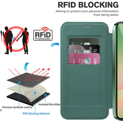 Funda MagSafe para Samsung Galaxy A26 A266, Techsuit, SmartMag Book, Verde