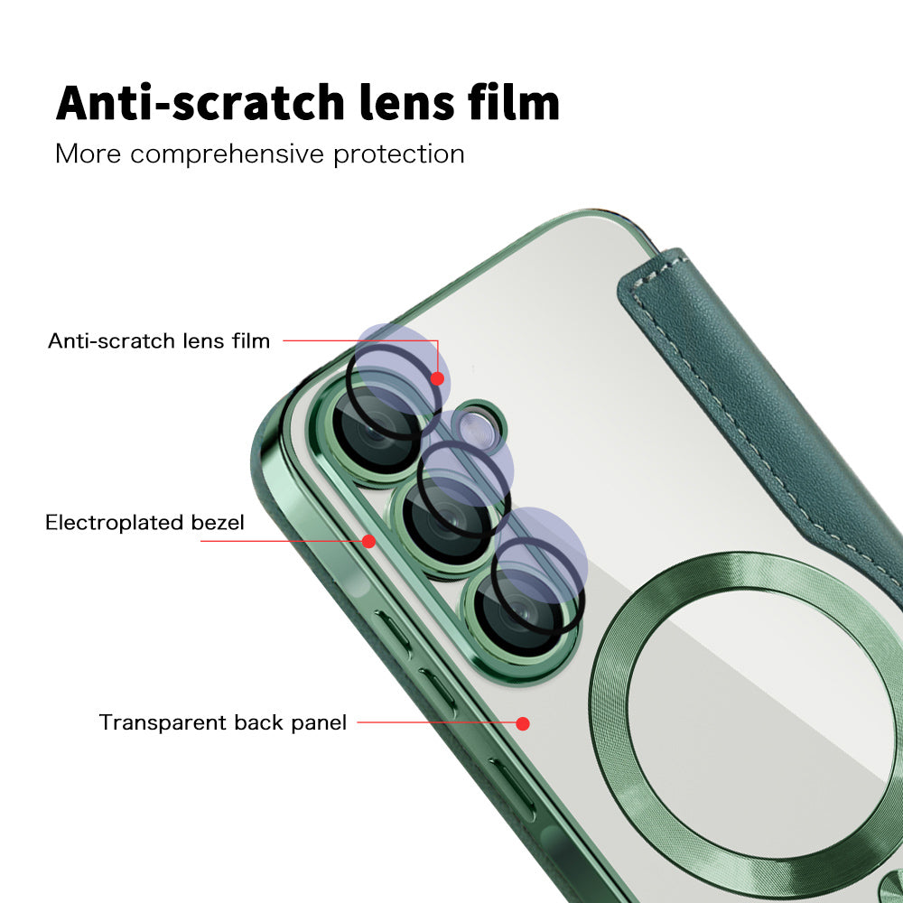Funda MagSafe para Samsung Galaxy A26 A266, Techsuit, SmartMag Book, Verde