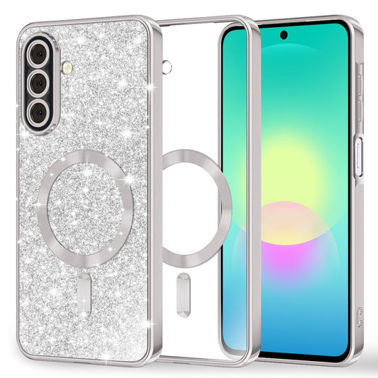 Funda MagSafe para Samsung Galaxy A27 5G, Techsuit, Luxury Glitter, Plateada