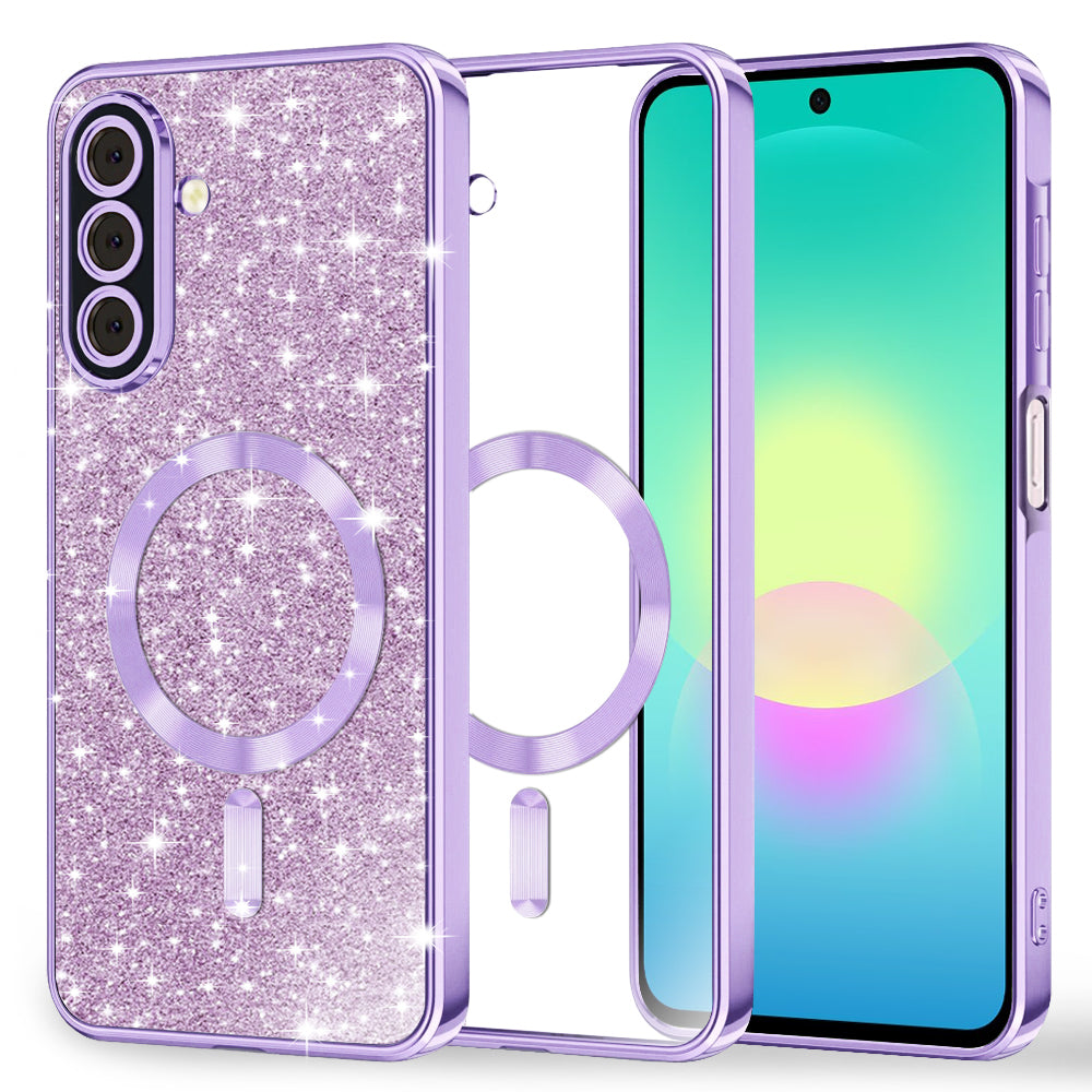Funda MagSafe para Samsung Galaxy A27 5G, Techsuit, Luxury Glitter, Morado Claro