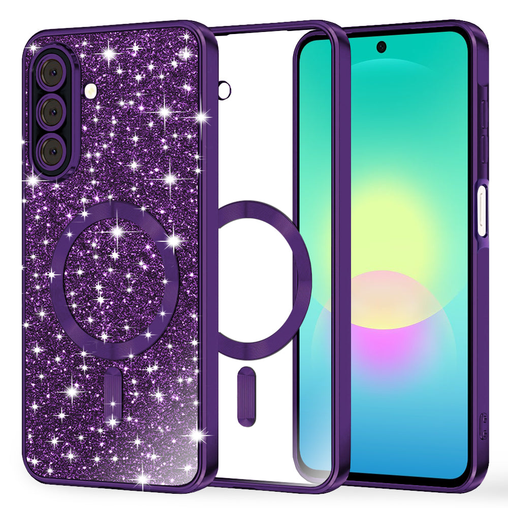 Funda MagSafe para Samsung Galaxy A27 5G, Techsuit, Luxury Glitter, Morado Oscuro