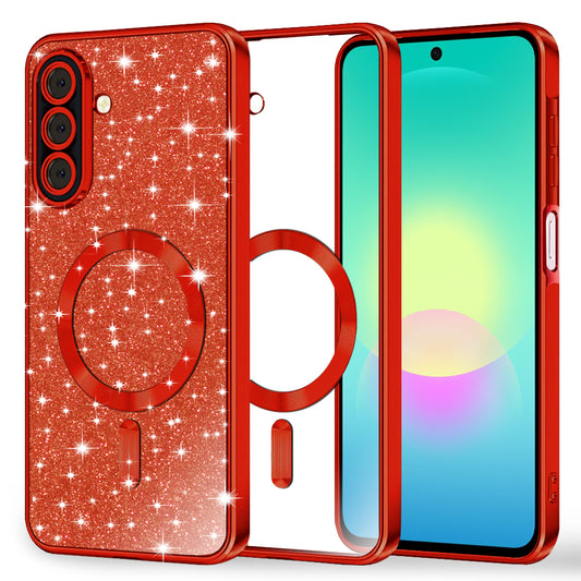 Funda MagSafe para Samsung Galaxy A27 5G, Techsuit, Luxury Glitter, Roja