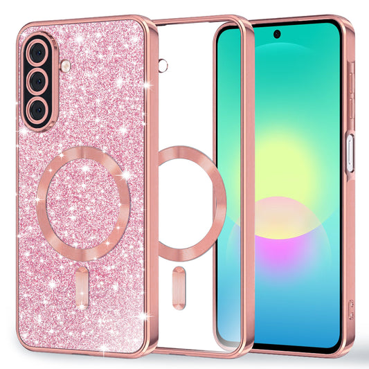 Funda MagSafe para Samsung Galaxy A27 5G, Techsuit, Luxury Glitter, Rosa Dorado