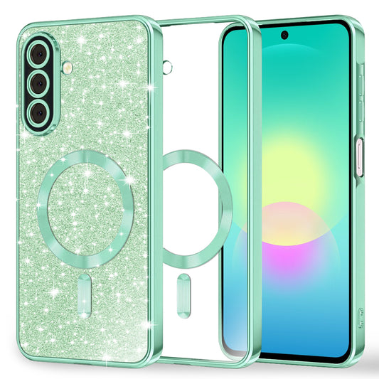 Funda MagSafe para Samsung Galaxy A27 5G, Techsuit, Luxury Glitter, Verde Claro