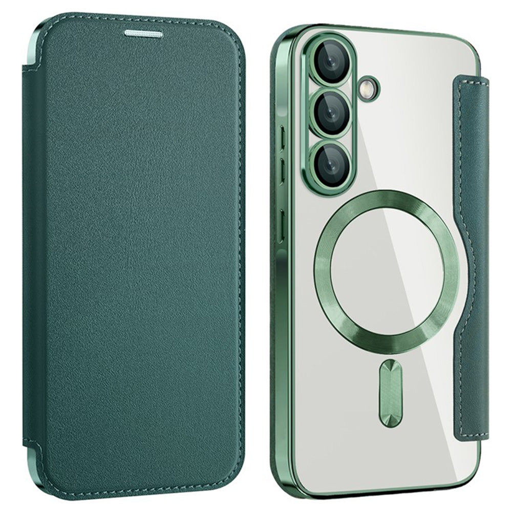 MagSafe Case for Samsung Galaxy A36 A366, Techsuit, SmartMag Book, Green