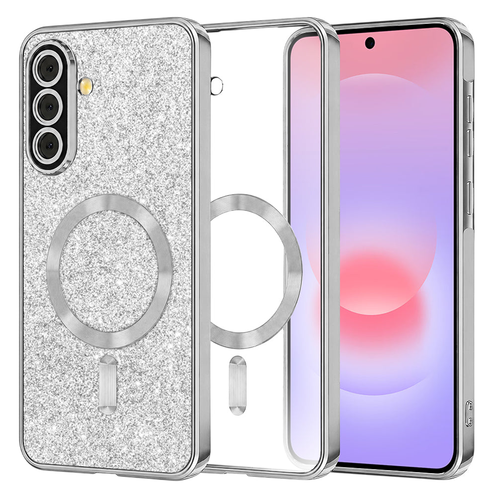 Funda MagSafe para Samsung Galaxy A37 5G, Techsuit, Luxury Glitter, Plateada