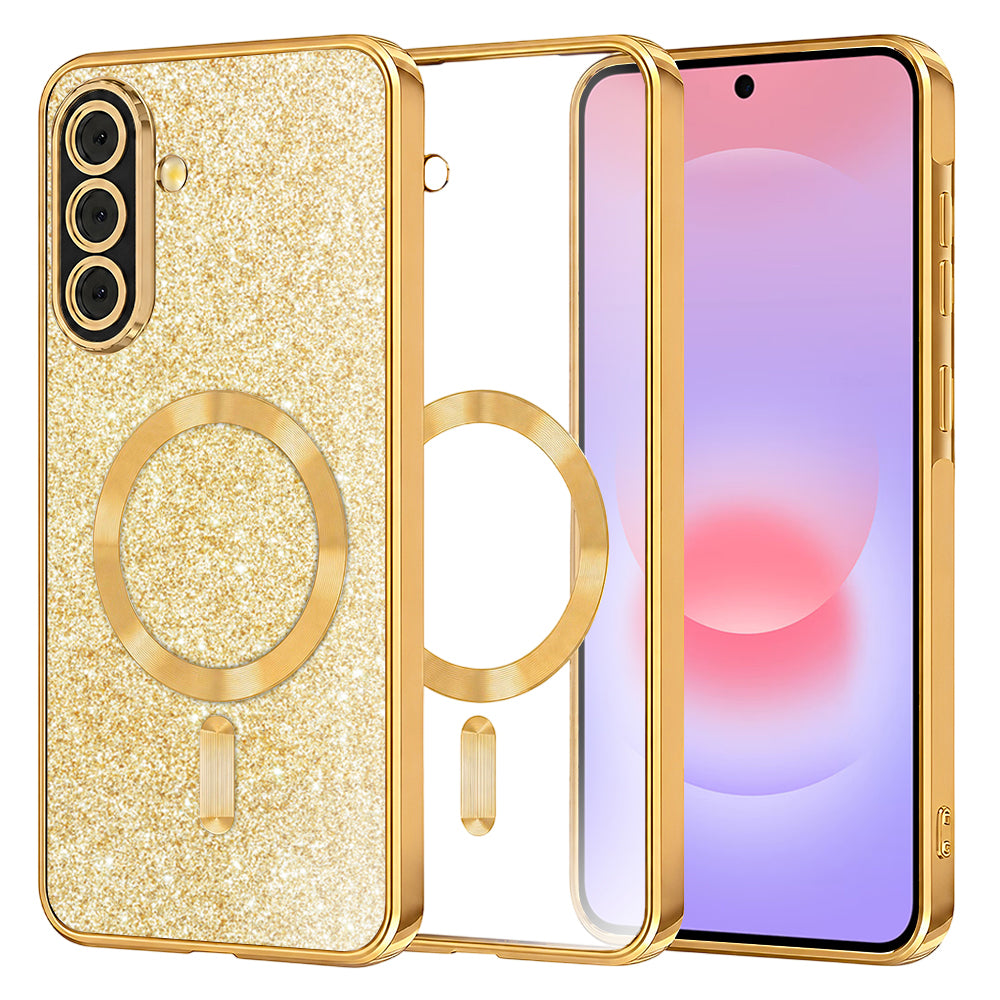 Funda MagSafe para Samsung Galaxy A37 5G, Techsuit, Luxury Glitter, Dorada