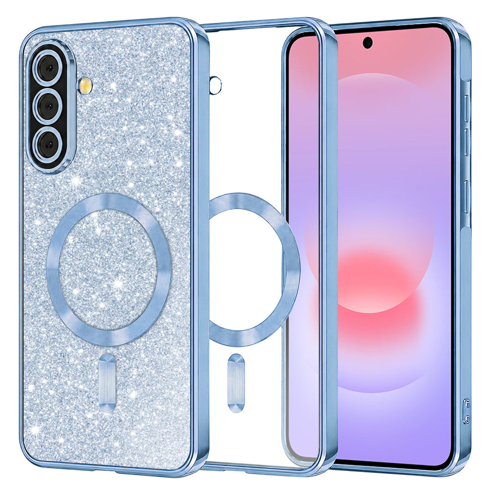 Funda MagSafe para Samsung Galaxy A37 5G, Techsuit, Luxury Glitter, Azul